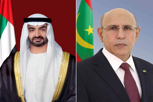 Photo de Le Président de la République renouvelle à Son Altesse le Prince Héritier d’Abu Dhabi la position ferme de la Mauritanie aux côtés des Émirats arabes unis contre toute menace à sa sécurité et à sa stabilité